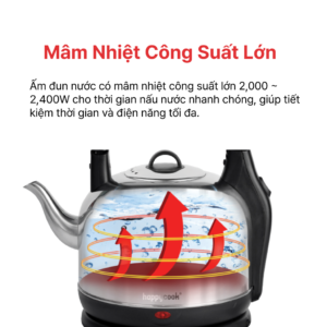 Ấm Điện Đun Nước Siêu Tốc Inox 304 4.2L, HAPPYCOOK, HEK-420S