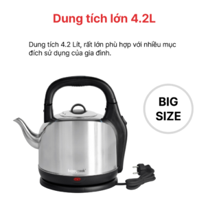 Ấm Điện Đun Nước Siêu Tốc Inox 304 4.2L, HAPPYCOOK, HEK-420S