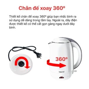 Ấm siêu tốc HAPPYCOOK 1.8L, HEK-180PW
