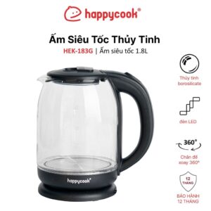 Ấm siêu tốc thủy tinh 1.8L HAPPYCOOK, HEK-183G