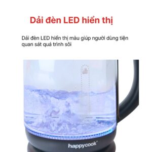 Ấm siêu tốc thủy tinh 1.8L HAPPYCOOK, HEK-183G