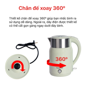 Bình đun siêu tốc giữ nhiệt Happycook 1.8 lít