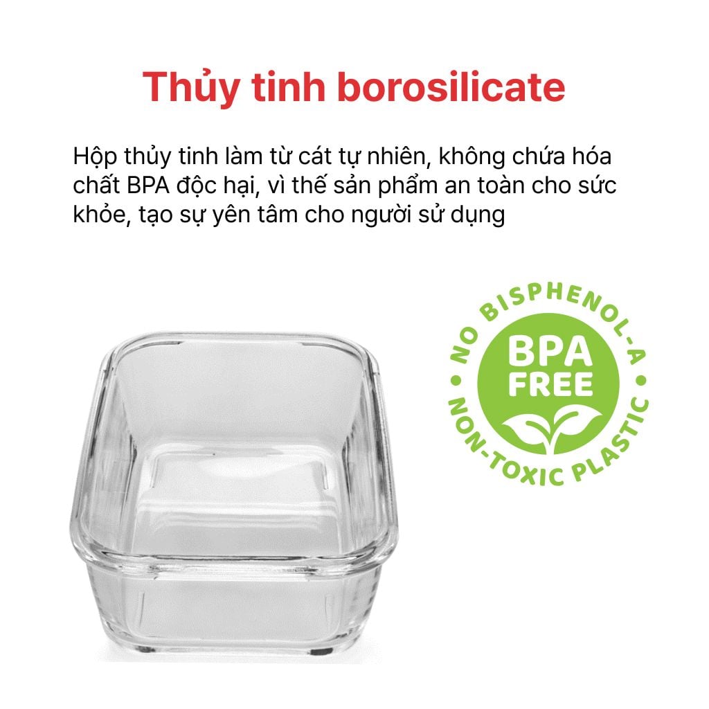 Bộ 2 hộp thủy tinh tròn 400ml + kèm túi giữ nhiệt HAPPYCOOK, HCG-02C