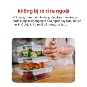 Bộ 3 hộp thủy tinh Vuông 320ml kèm túi giữ nhiệt HAPPYCOOK, HCG-03S1