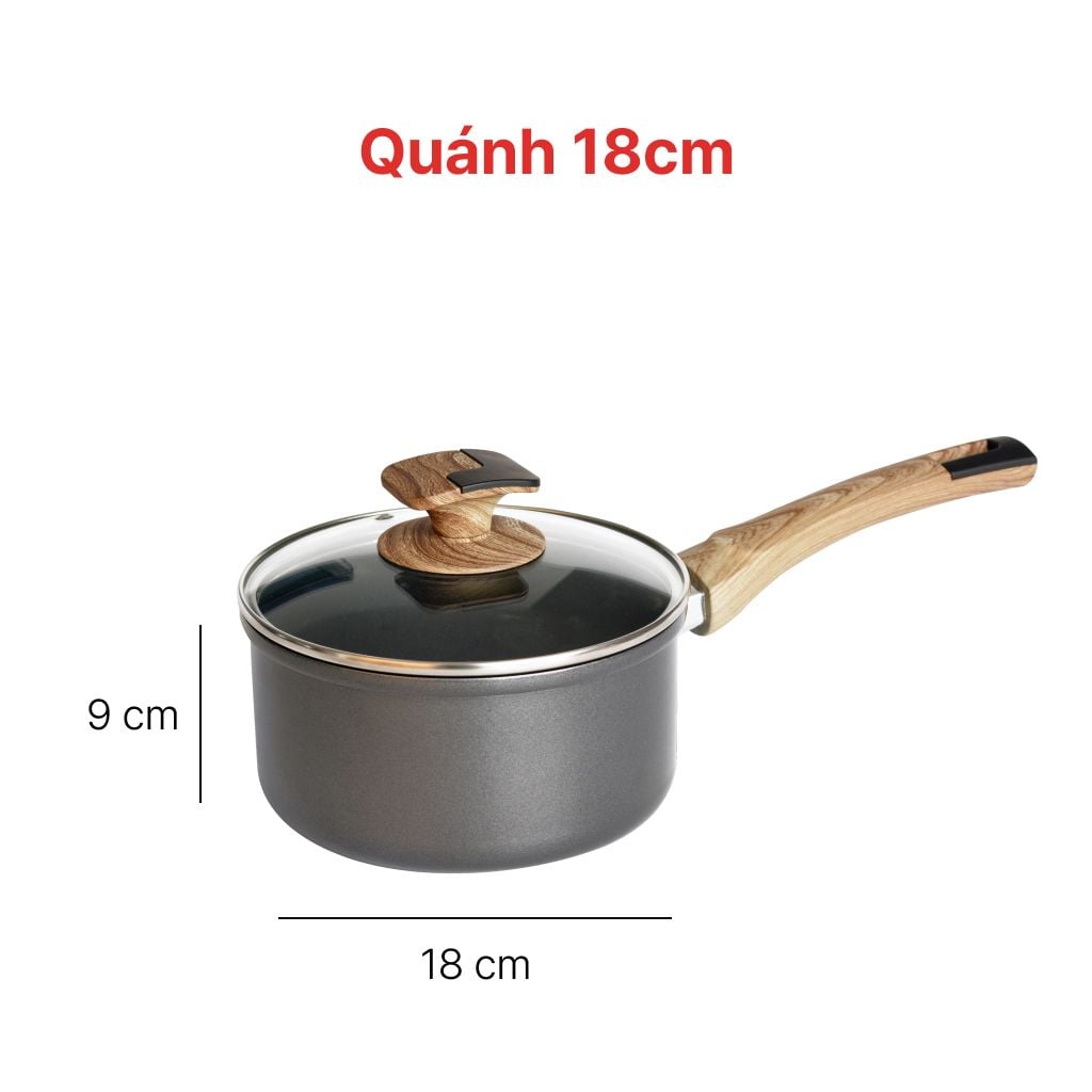 Bộ Nồi chống dính đáy từ men đá Galaxy HAPPYCOOK 18, 20, 24 cm
