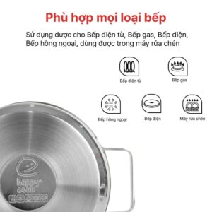 Bộ nồi Inox cao cấp 3 đáy Milan GX HAPPYCOOK, HC06-MLGX, MLGX