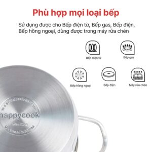 Bộ nồi inox cao cấp 3 đáy nắp kiếng Delux HAPPYCOOK, HC06DLG