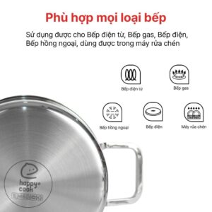 Bộ nồi Inox cao cấp 3 lớp đáy liền Tres+ HAPPYCOOK. HCS-TRP6PC,TRP