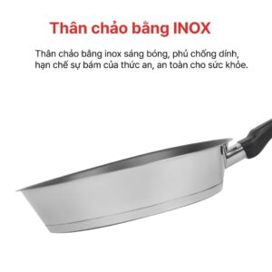 Chảo inox 3 đáy chống dính 24 cm, 28cm, HAPPYCOOK, HLFP