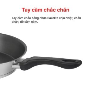 Chảo inox 3 đáy chống dính 24 cm, 28cm, HAPPYCOOK, HLFP