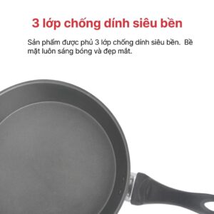 Chảo inox 3 đáy chống dính 24 cm, 28cm, HAPPYCOOK, HLFP