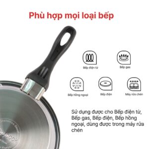 Chảo inox 3 đáy chống dính 24 cm, 28cm, HAPPYCOOK, HLFP