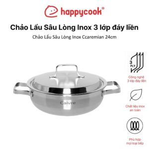 Chảo Lẩu Sâu Lòng Inox Ccaremian 24cm