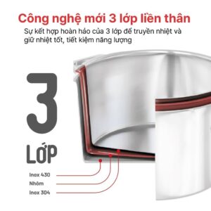 Chảo Lẩu Sâu Lòng Inox Ccaremian 24cm