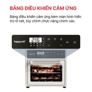 [Combo Sale] Nồi chiên không dầu lò nướng 12L HAPPYCOOK + NỒI INOX 3 ĐÁY NẮP KÍNH 16cm