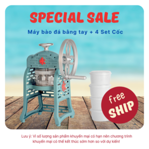 [Combo Sale] Máy bào đá bằng tay Phong Cách Nhật Bản + 4 Set Cốc