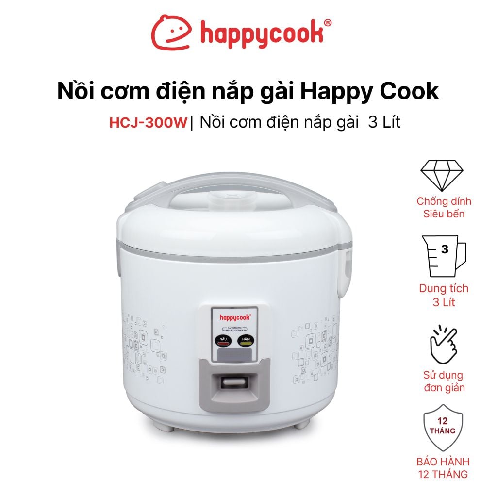 Nồi cơm điện nắp gài 3L HAPPYCOOK, HCJ-300W
