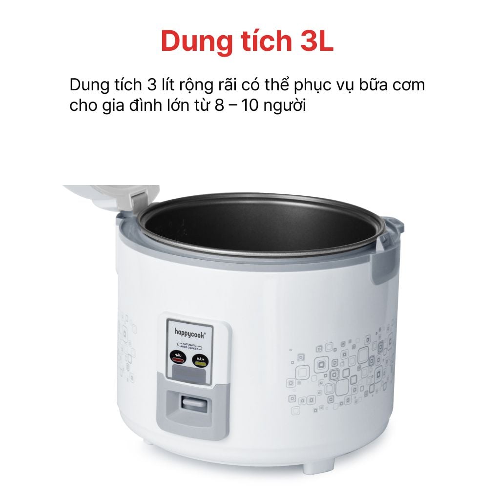 Nồi cơm điện nắp gài 3L HAPPYCOOK, HCJ-300W