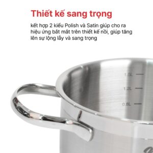 Nồi Inox 3 lớp đáy liền Ccaremian, 18, 20cm