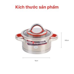 Nồi inox cao cấp 3 đáy nắp kiếng Aries 16cm