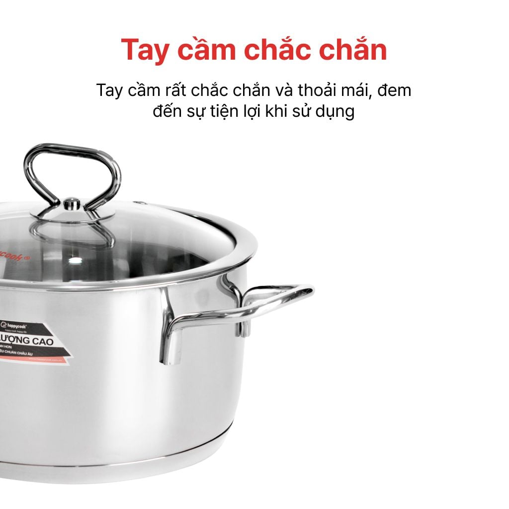 Nồi Inox Cao Cấp 3 Đáy Nắp Kiếng Delux 16cm, 20cm, 34cm HC06DLG, DLG
