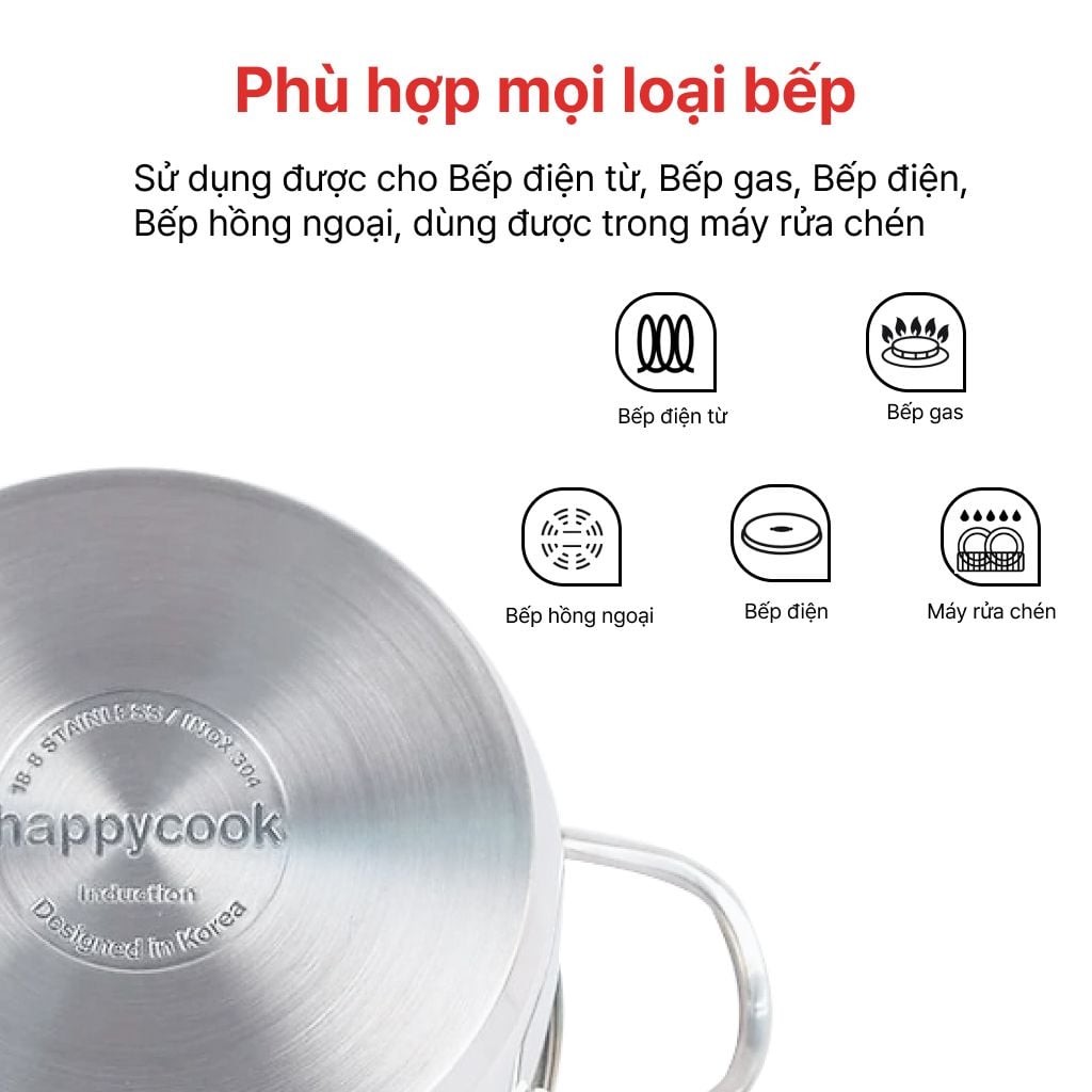 Nồi Inox Cao Cấp 3 Đáy Nắp Kiếng Delux 16cm, 20cm, 34cm HC06DLG, DLG