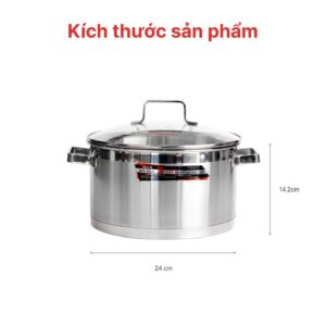 Nồi inox cao cấp 3 đáy Richard Plus 24cm, HAPPYCOOK, N24-RSP