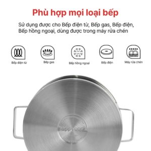 Nồi inox cao cấp 3 đáy Richard Plus 24cm, HAPPYCOOK, N24-RSP