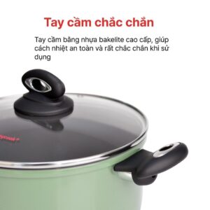 Nồi nhôm cao cấp Ceragreen 16cm, 20cm, 24cm, HAPPYCOOK, HCA-CG