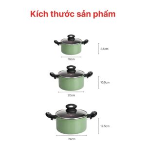 Nồi nhôm cao cấp Ceragreen 16cm, 20cm, 24cm, HAPPYCOOK, HCA-CG