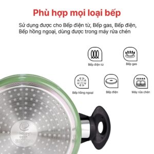 Nồi nhôm cao cấp Ceragreen 16cm, 20cm, 24cm, HAPPYCOOK, HCA-CG